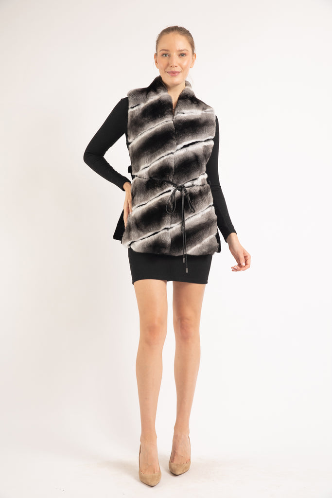 CHINCHILLA/ BLACK MINK  FUR VEST