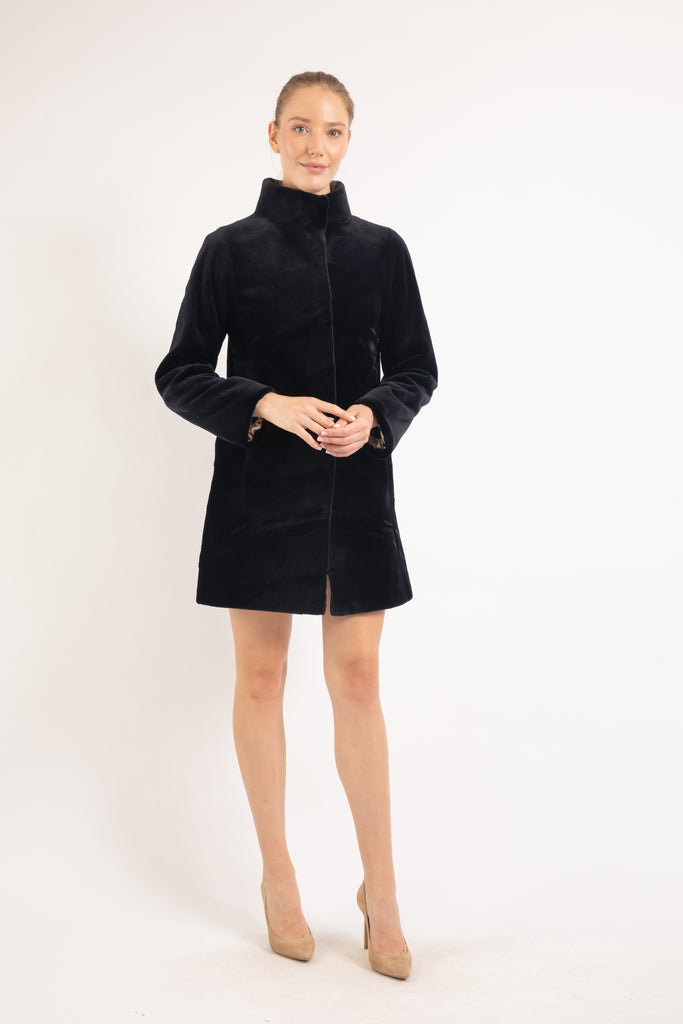 NAVY MINK FUR JACKET