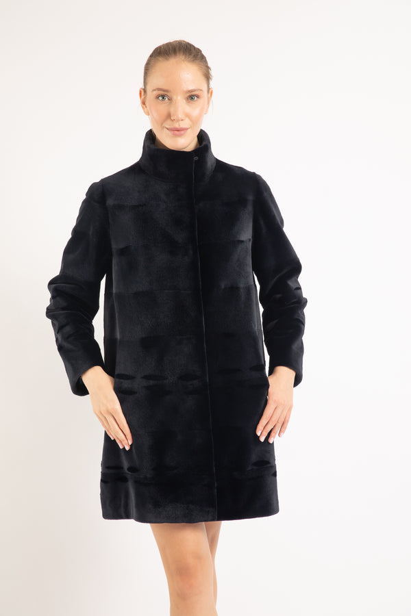 NAVY MINK FUR JACKET