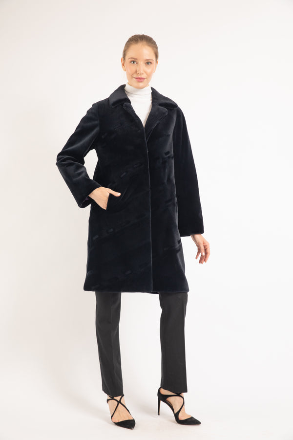 NAVY MINK FUR JACKET