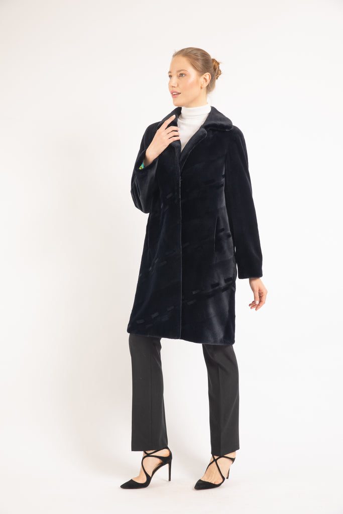 NAVY MINK FUR JACKET