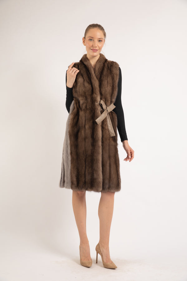 TORTORA SABLE & SILVERBLUE/  MUSHROOM MINK FUR VEST