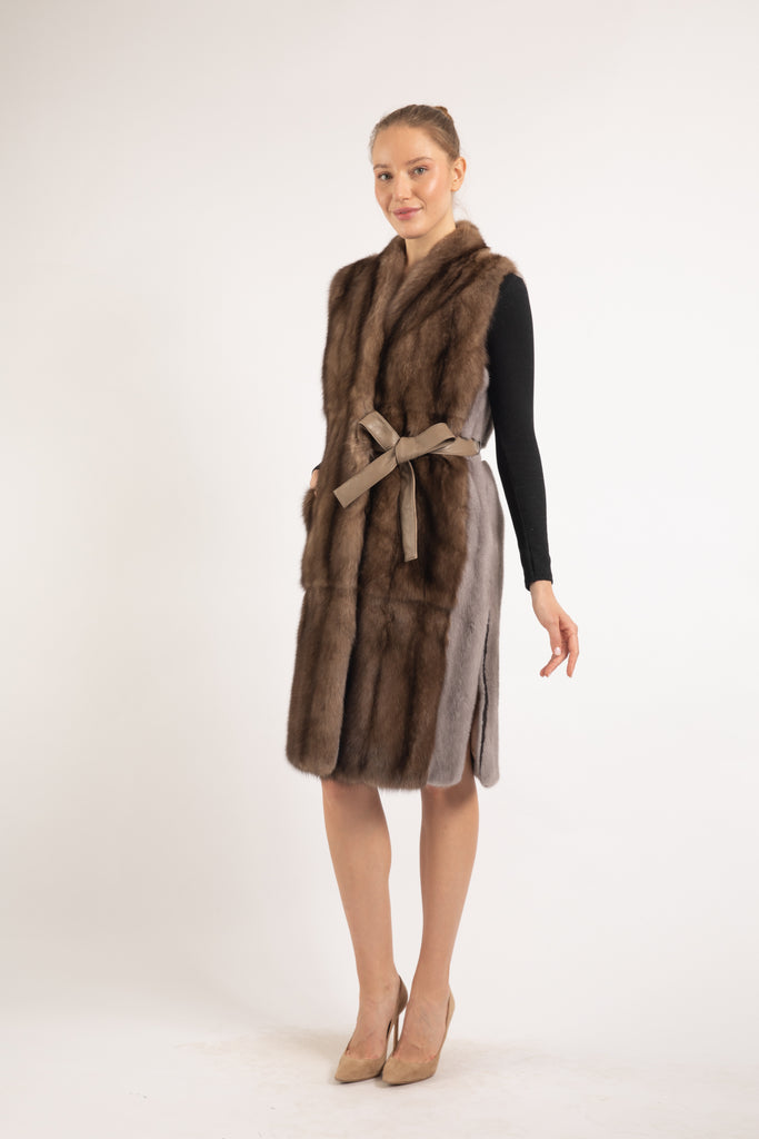 TORTORA SABLE & SILVERBLUE/  MUSHROOM MINK FUR VEST